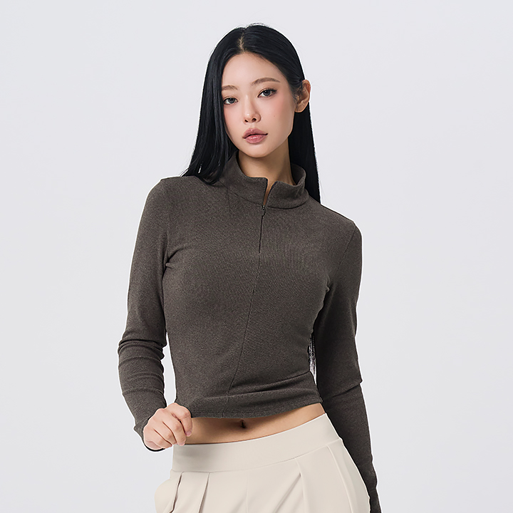XFL4TU1120 Warm Smooth Half-Zip Long TOP