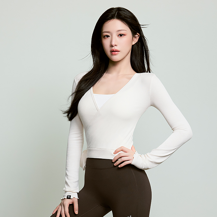 [Go Yoon-jung Outfit] XFL3TL1127 Ribbed Wrap Cardigan TOP