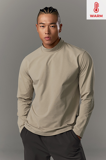XML3TL1122 Daily Ecotive Peach Mock Neck Long TOP