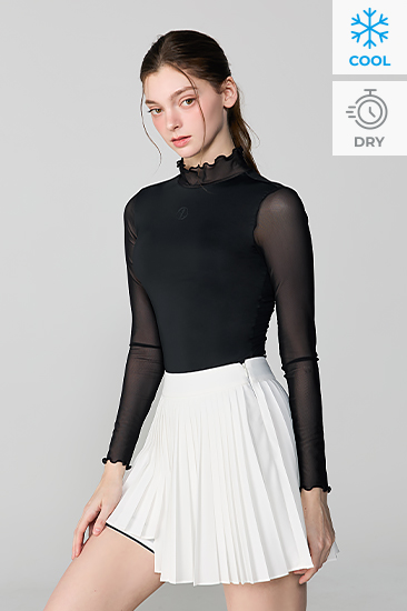 XFL1TU1204 Ruffle mock neck padded base layer Top