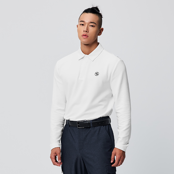 XML3QL1201 Motion Waffle Peach Polo Long Top