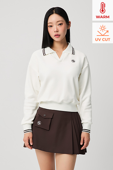 XFL3QL1203 Open-collar fleece long Top