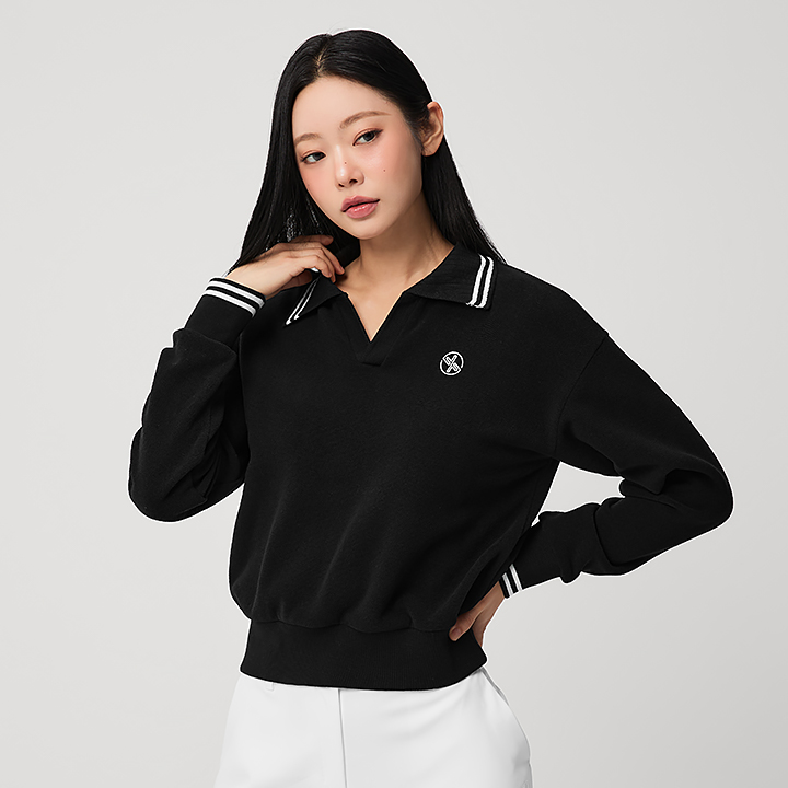 XFL3QL1203 Open-collar fleece long Top