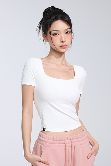 XWFCT01J1 Soft Ribbed Square Neck Top