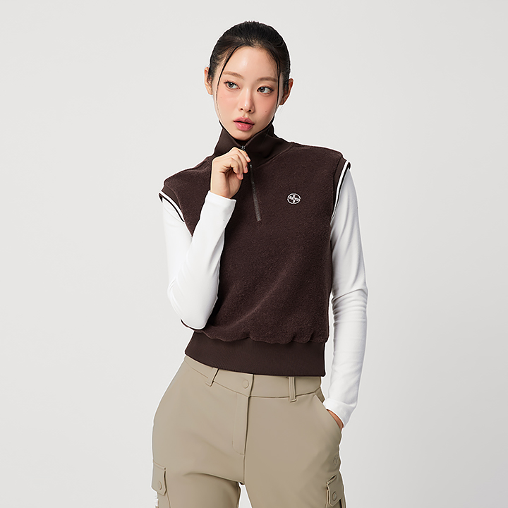 XFL3QE1201 Textured Half-Zip Fleece Vest TOP