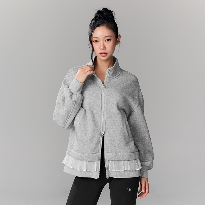 XFL3JL1121 Warm Soft Freel Highneck Zip up TOP