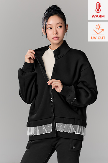 XFL3JL1121 Warm Soft Freel Highneck Zip up TOP