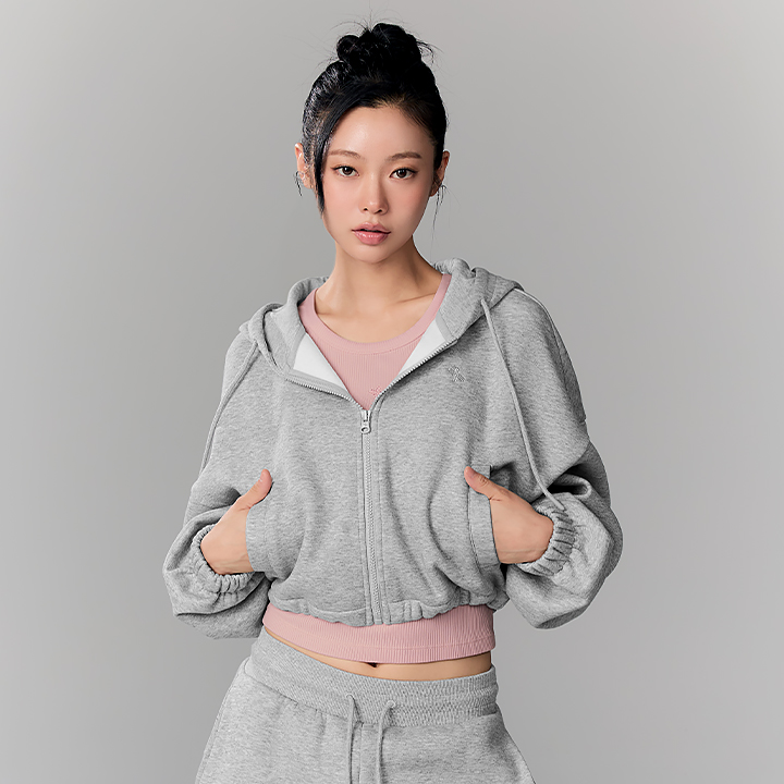 XFL3JL1112 Warm Soft overfit Hood Zip up TOP