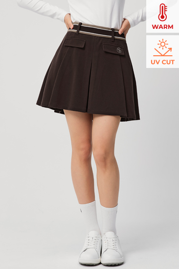 XFL3RK1202 Waist color combination ribbed Pleats Skirt Bottom