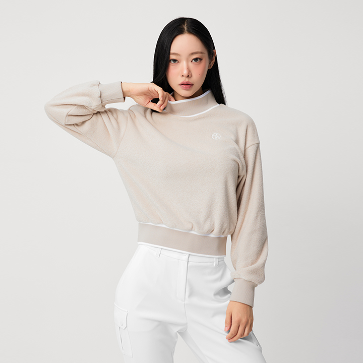 XFL4TU1201 Boucle Terry Napping Highneck Long Top