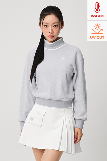 XFL4TU1201 Boucle Terry Napping Highneck Long Top