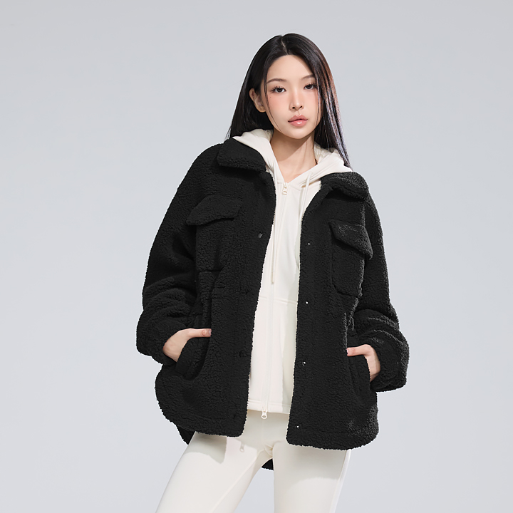 XFL4JL1109 Sherpa Out-Pocket String Jacket TOP