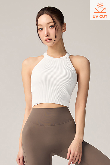XFK1BC1501 Corrugated Seamless Halter neck Crop